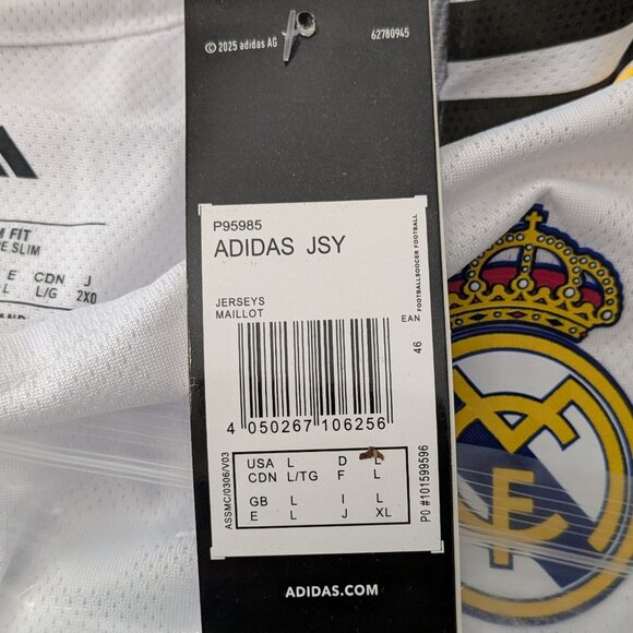adidas Men's Real Madrid Home Jersey 25/26 - UCL Size Large NWT - Picture 11 of 11